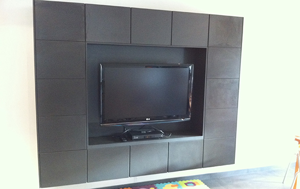 Meuble télé design gris et noir